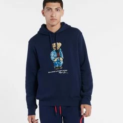 Polo Ralph Lauren Long Sleeve Graphic Fleece Bear Hoodie Cruise Navy Denim