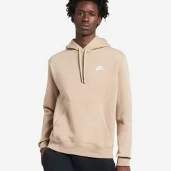 Nike Club Fleece Pullover Hoodie Khaki/White