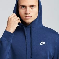 Nike NSW Club Fleece Pullover Hoodie Midnight Navy -Cheap mens-new-arrivals Store BV2654 410 3 1800x