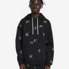 Nike NSW AOP Club Fleece Pullover Hoodie Black / Rush Orange