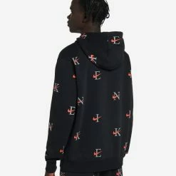 Nike NSW AOP Club Fleece Pullover Hoodie Black / Rush Orange -Cheap mens-new-arrivals Store DV9601 011 3 1800x