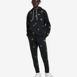 Nike NSW AOP Club Fleece Pullover Hoodie Black / Rush Orange -Cheap mens-new-arrivals Store DV9601 011 5 1800x