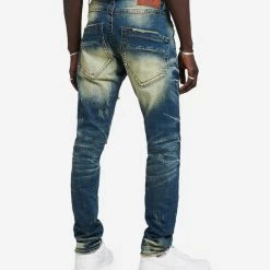 Smugglers Moon 5Pocket Rip And Repair Tinted Jeans Indigo -Cheap mens-new-arrivals Store JSMWB124 IND 3 1800x